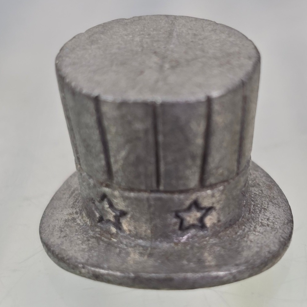 The America Monopoly Special‎ Edition Uncle Sam Top Hat Token Silver Metal 2002
